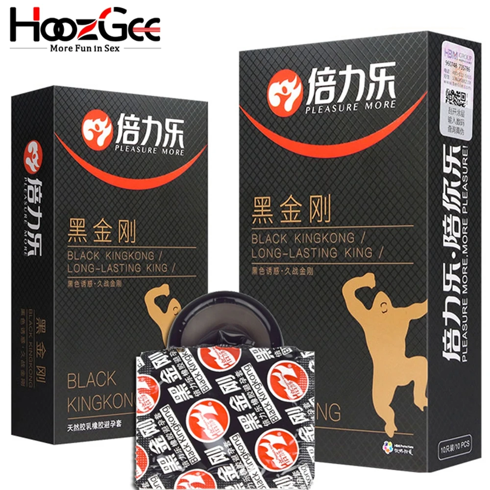HoozGee большее удовольствие черные презервативы King Kong интимные изделия мужские