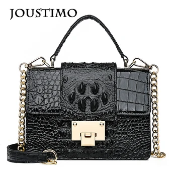 

2020 New Square Big Handbag Female Top-handle Bags High Quality Leather Vintage Alligator Flap Bag Women Shoulder Messenger Bags
