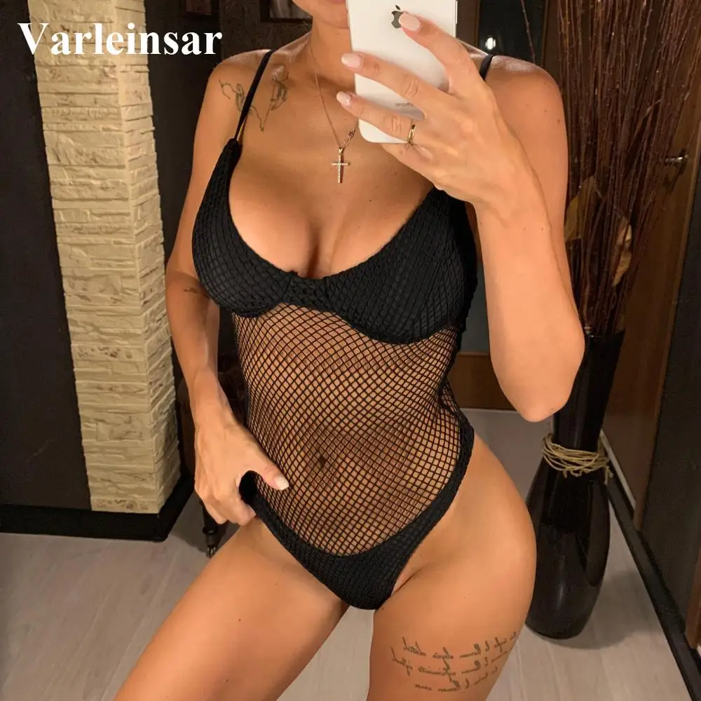 Maillot De Bain En Maille Noire Pour Femmes Ensemble Une Piece Sexy Et Pour Baigneurs Nouvelle Collection 2020 Aliexpress