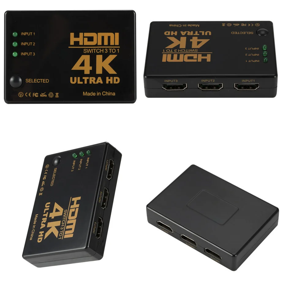 4K 2K 3x1 HDMI Kabel Splitter HD 1080P Video Switcher Adapter 3 Input 1 Output Port HDMI Hub til Xbox PS4 DVD HDTV PC Laptop TV