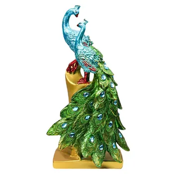 

Living Room Display Decoration Ornaments Retro Peahen Artwork Desktop Decoration Artware Couple Peacocks Figurines Wedding Gift