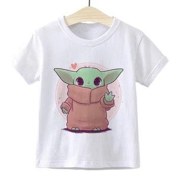 

Baby Yoda Tee Shirt Homme Cute Mandalorian Star Wars Fan Gift Printed Kids T-shirt Short Sleeve Funny Girl Boys Clothes