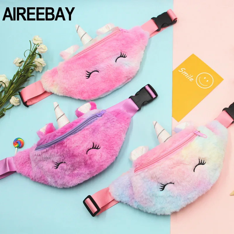 AIREEBAY Женская поясная сумка с милым единорогом Детская мультяшная плюшевая