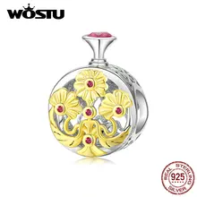 WOSTU, настоящее 925 пробы, Серебряный флакон духов, амулеты, желтые, эмалированные бусины, подходят к оригинальному браслету, кулон, модное ювелирное изделие CQC1390