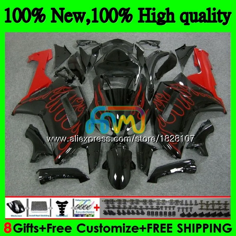 Корпус для KAWASAKI ZX 6R 6 R 600CC ZX636 Красный Пламя 10BS. 58 ZX-636 ZX600 600 CC ZX-6R ZX 636 ZX6R 07 08 2007 2008 Обтекатели комплект - Цвет: No. 1