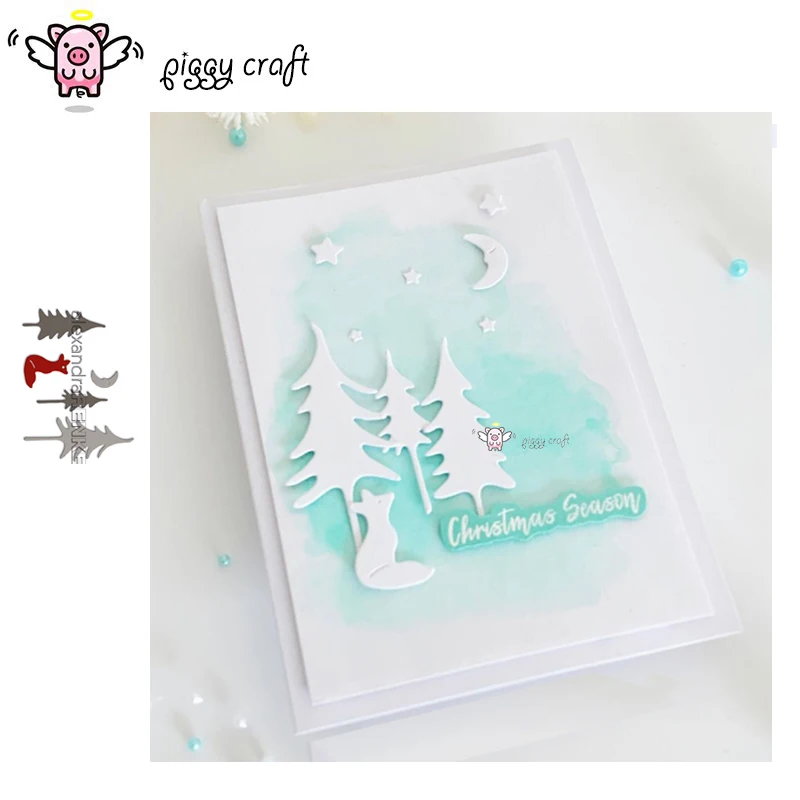 Piggy Craft Metal Cutting Dies Cut Die Mold Fox Christmas Tree Moon Scrapbook Paper Craft Knife Mold Blade Punch Stencil Dies