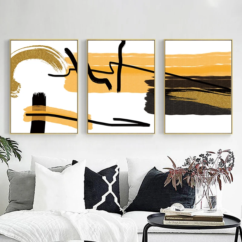 

Yellow Grey Color Abstract Canvas Painting Wall Art Print Poster Picture Decorative Painting Living Room Home Decoration