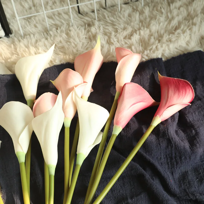 HVAYI 11PCS Artificial flowers PU Real Touch White Mini Calla Lily for Wedding Party Decoration Home decoration DIY bouquet | Дом и сад