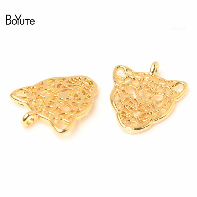 BoYuTe 1 Pair Metal Brass Elephant Tiger Cross Cactus Shaped Gold Pendant Charms for Jewelry Making (4)