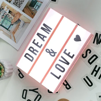 

Night Light Box Lamp LED Combination A6 Size DIY Black Letters Cards AA Battery Cinema Lightbox