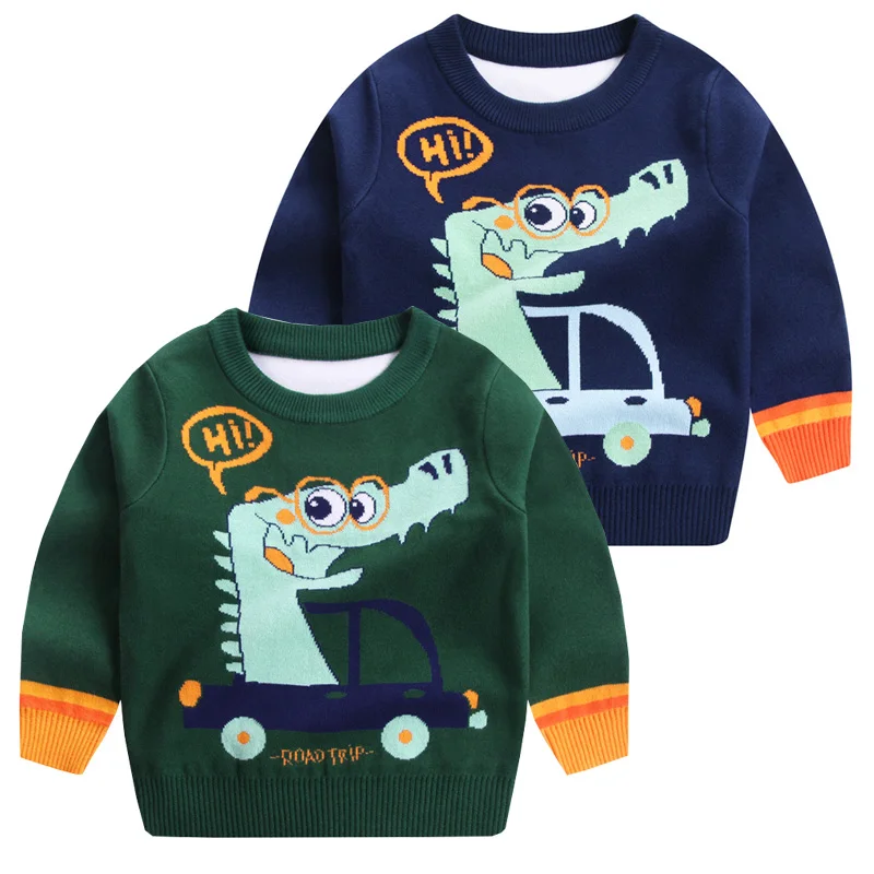 

Dinosaur Boys Winter Sweaters Toddler Warm Thermal Tops Knitted Wear Children Pullover Kids Clothes