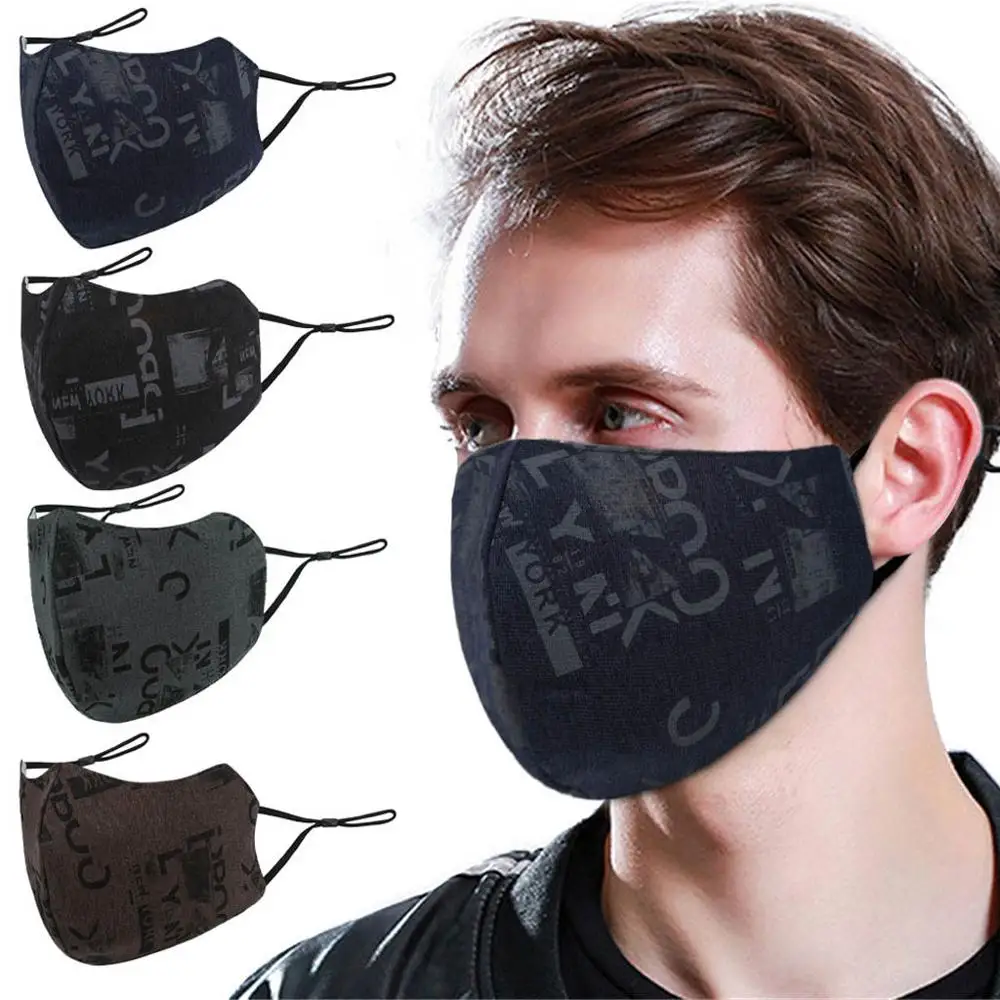 Moda carta cara impresa máscara doble capa lavable mascarilla de boca en algodón para adultos protección facial transpirable boca tapas Mondmasker