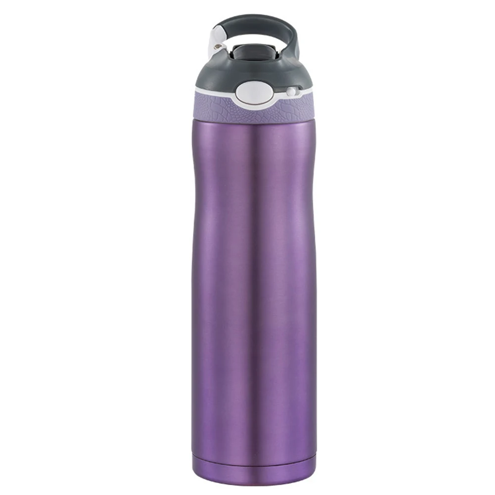 600 мл автоносик Питьевая бутылка для воды для скалолазания Легкая очистка с соломинкой портативная нержавеющая сталь с вакуумной изоляцией кнопка управления - Цвет: Purple