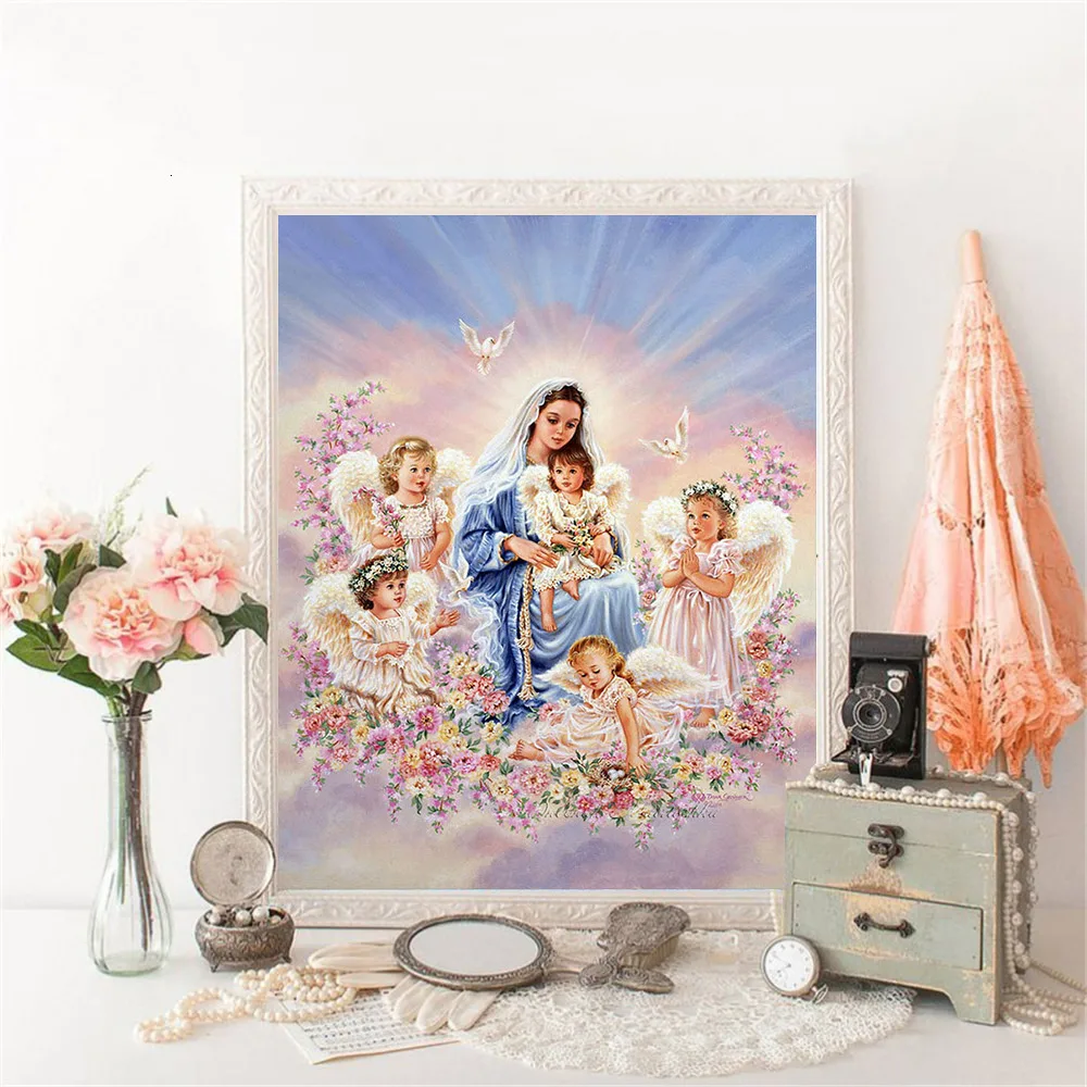 HUACAN 5D Алмазная вышивка религия Алмазная мозаика ангел домашнего декора