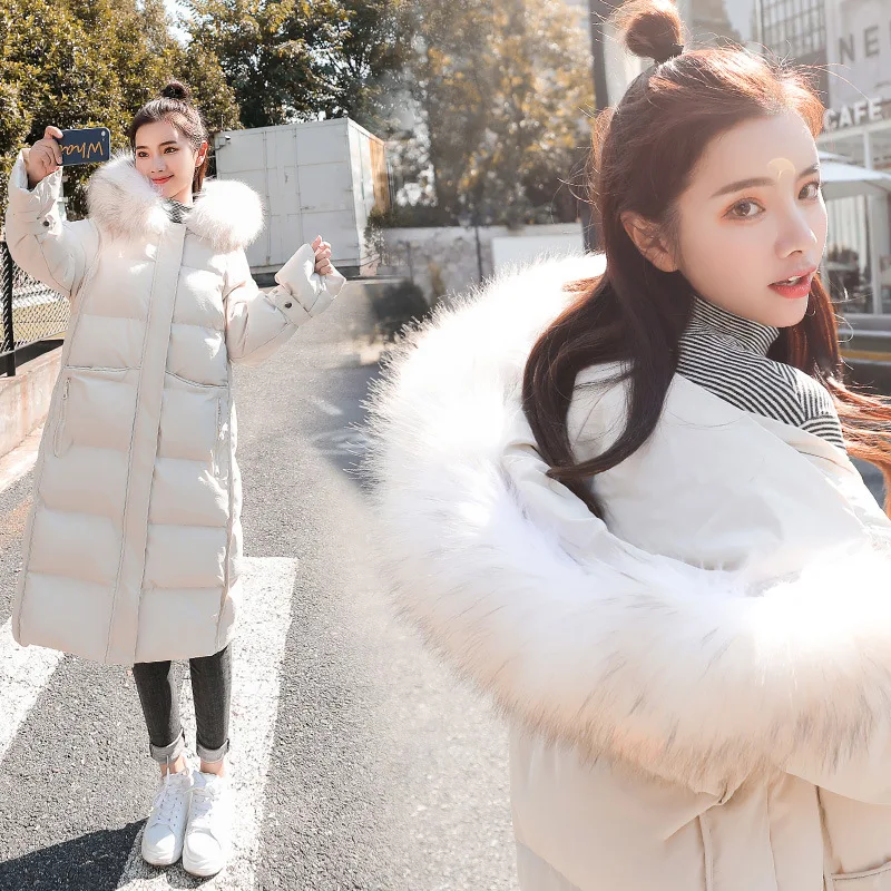 

2019 New Style down Jacket Cotton-padded Clothes Women's Mid-length Korean-style Loose-Fit BF over-the-Knee Cotton Overcoat Wome