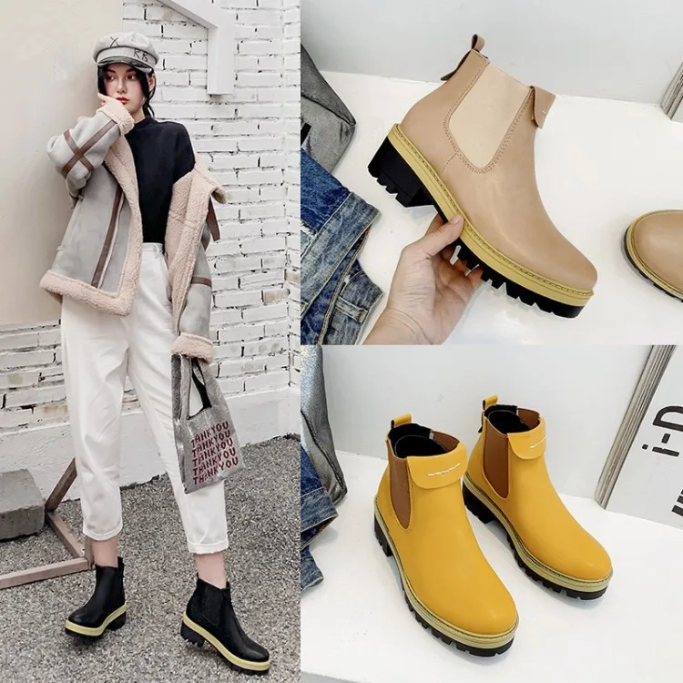 

Big Size Shoes Woman Round Toe Clogs Platform Lace Up Boots Luxury Designer Winter Women Leather Booties Chunky Heel Large Size