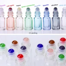 3 мл мини Восьмиугольные эфирные масла стеклянные ролики бутылки ролл на бутылке для духов, драгоценный камень кристалл эфирные масла ролики бутылки