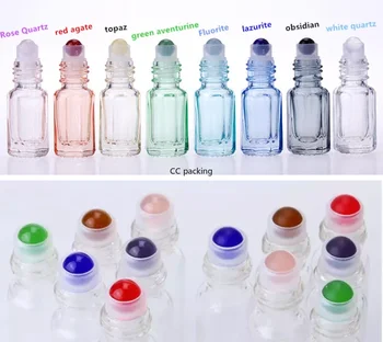 

3ml mini octagonal essential oil glass rollers bottles roll on bottle for perfume,gemstone crystal essential oil rollers bottles