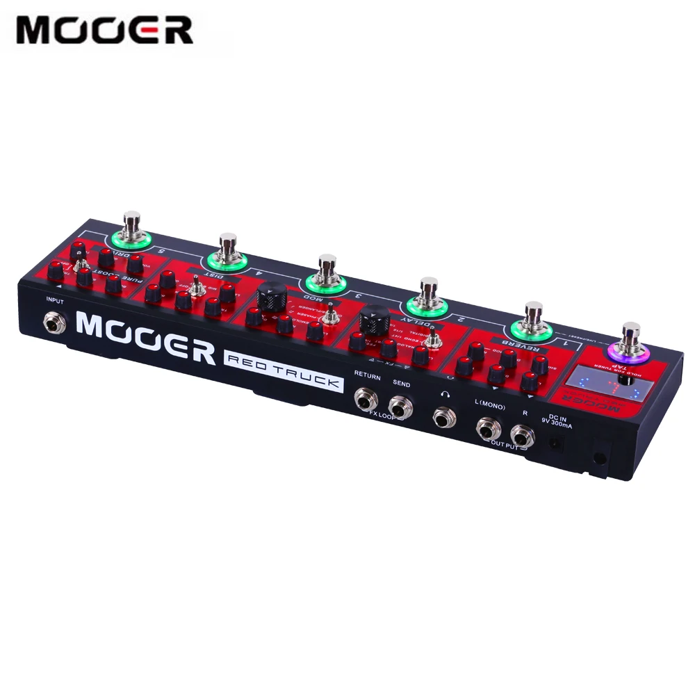 MOOER красный грузовик 6 в 1 комбинированный эффект педаль Boost+ Overdrive+ искажения+ модуляции+ задержка+ реверберации Встроенный тюнер с сумкой в комплекте