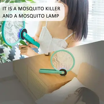 

Foldable Electric Mosquito Swatter With Lamp Handheld Bug Zapper Insect Fly Swatter Racket Portable Mosquito Killer Pest Control
