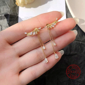 

Y-EH202008070 S925 sterling silver Japanese and Korean style silver pretty airy leaf shape lady earrings 2020