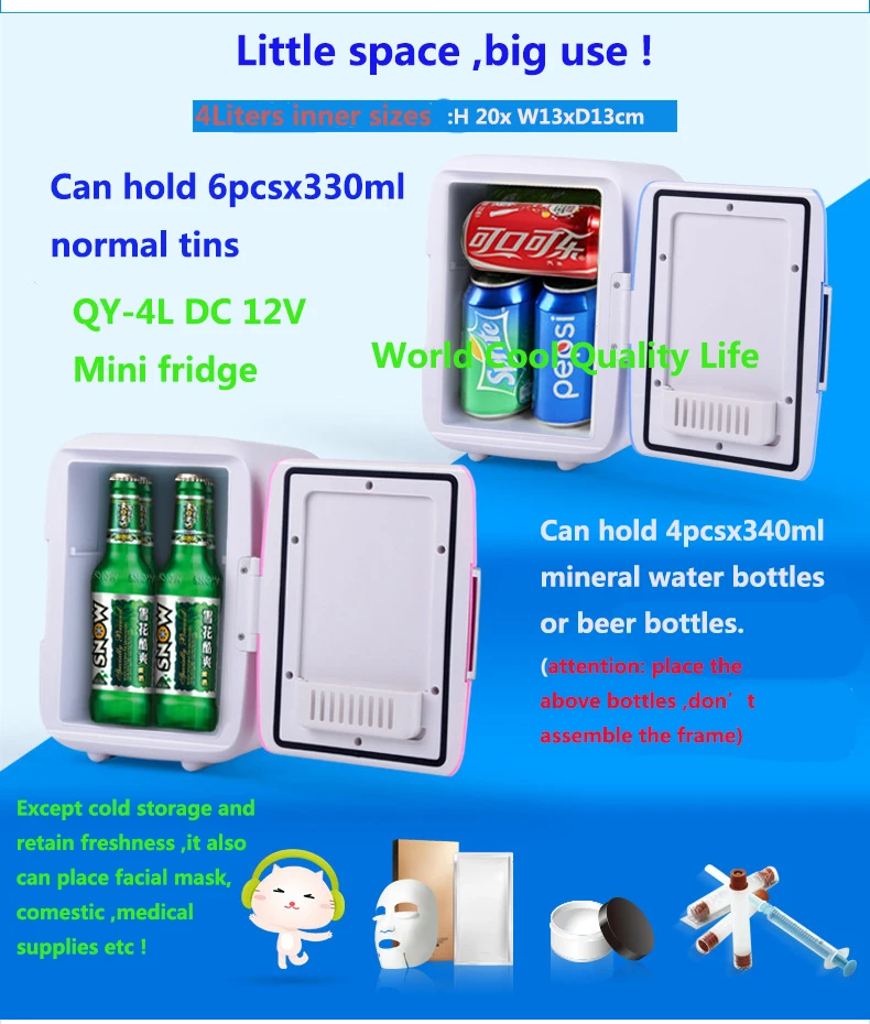 4Liters AC &DC12V Refrigerators On Road RV Outdoor Camping Thermoelectric Cooler And Waremer Coolbox Freezer HeaterBox Fridge