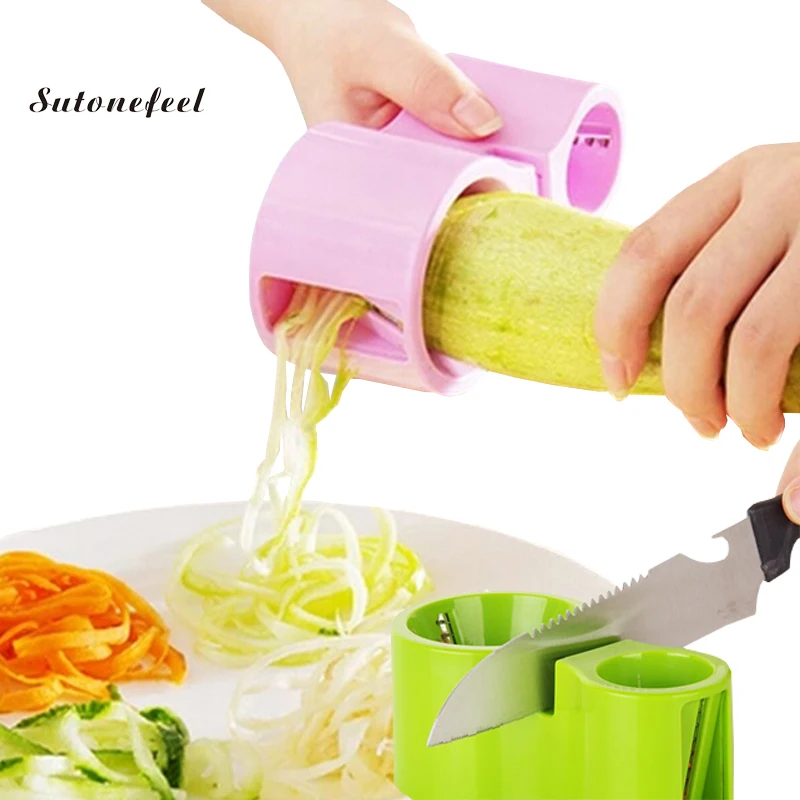 

Vegetable Spiral Slicer with Sharpener Potato Carrot Julienne Cutter Fruit Multifunction Grater Kitchen Gadgets Tool