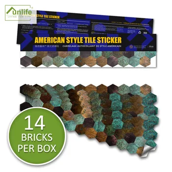 

Funlife Amazon 14 Piece Stickers Restaurant Decorative Wall Environmentally Friendly Protection Wall Stickers Metal Copper Hexag