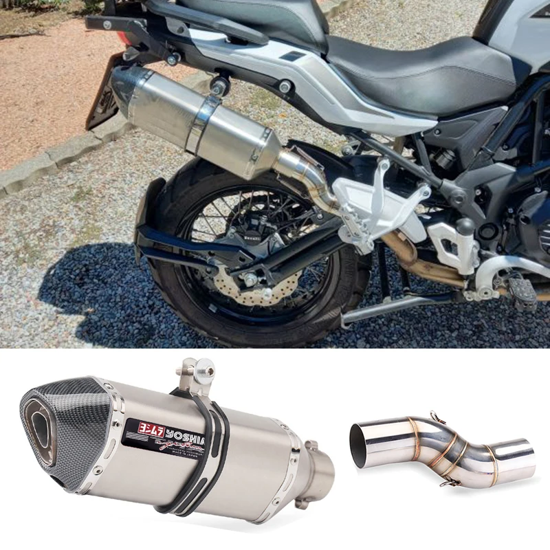 Scarico Moto Modificato Fuga Moto Yoshimura Silenziatore Silenziatore Con Tubo Slip On Link Per Benelli Trk502X Trk 502X 2018-2021
