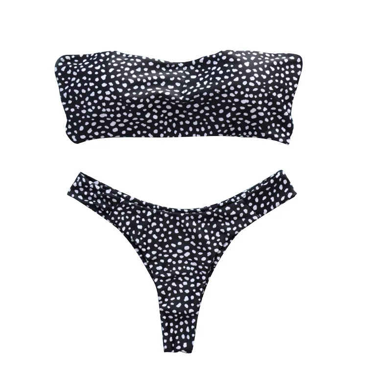 Bikini Sexy 2019 Fission Leopard Print Reveal Back Three Point Type Two-sided Material Swimming Suit Two Piece Set