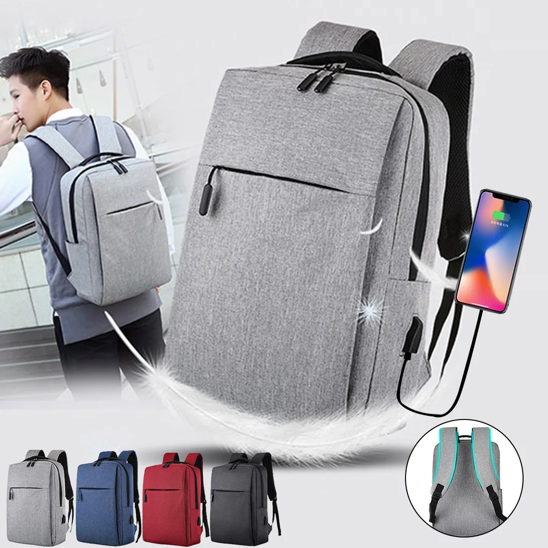 

2020 New 15.6inch Laptop Usb Backpack School Bag Rucksack Anti Theft Men Backpack Travel Daypacks Male Leisure Backpack