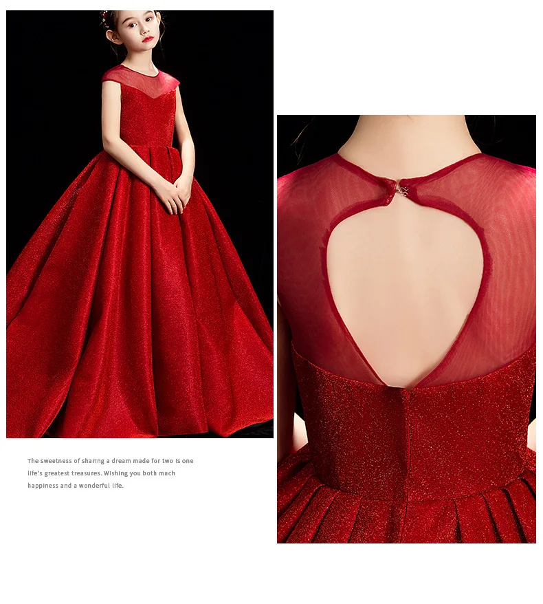 CHILDREN'S Dress Princess Dress Tailing Catwalks Model Red High-End Girls Evening Dress Piano Costume Puffy Yarn