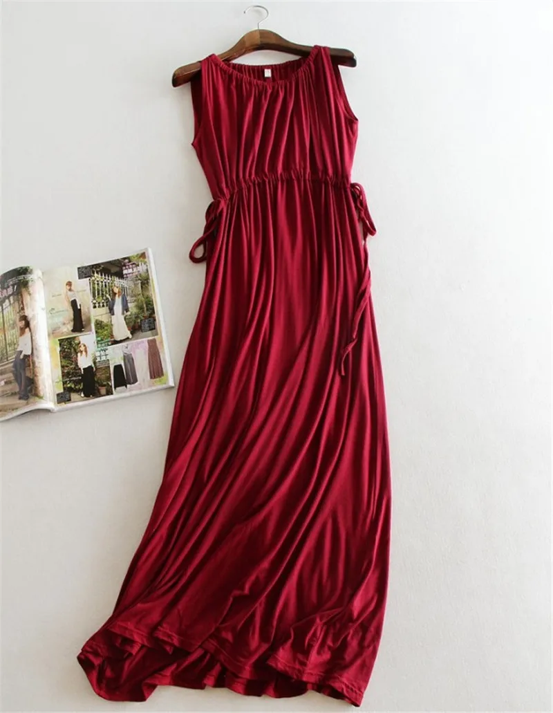Summer Modal Maternity Dresses Clothes for Pregnant Pregnancy Women Sleeveless Dress Clothing Beach Long Dresses Plus Size