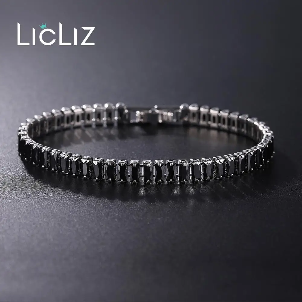 LicLiz новые модные черные циркониевые хрустальные теннисные браслеты для женщин