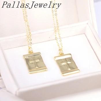 

10Pcs Gold Color Copper Cross Rectangle Pendant Necklaces Women Men Fashion Jewelry