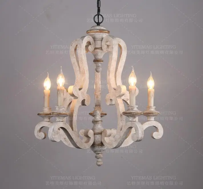 Большая деревянная люстра, 6 светильник, винтажный белый Лофт/скандинавский люстра для спальни, кухни, церкви, гостиной, Деревянный светильник, светильник