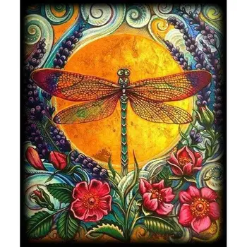 

New 5d Diamond Painting Dragonfly Angel Stickers Scenery Full Square Drill Mosaic Artwork 3d Round Diamond Embroidery Crafts