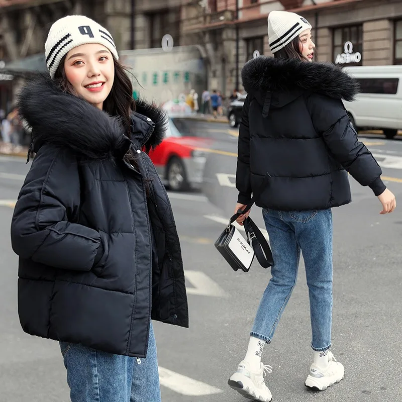 

Short Cotton Coat Women's 2019 New Style Korean-style Loose-Fit INS down Coat Thick down Feather Cotton-padded Clothes Winter Fu