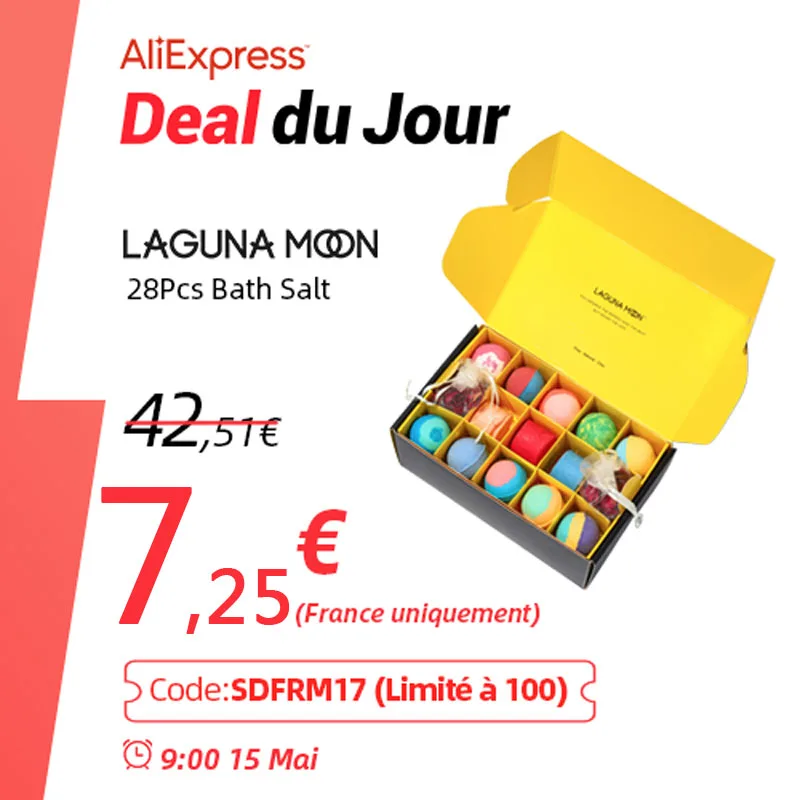 LAGUNAMOON 28Pcs Coconut Vanilla Bath Salt Ball Set Bubble Bars Salt Ball Rose Passion Fruit Orange Lemon Tea Tree Strawberry