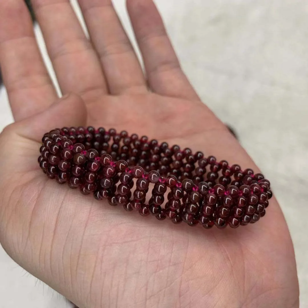 Красный Гранат каменный браслет с натуральным драгоценным камнем ювелирный браслет DIY браслет для женщин оптом