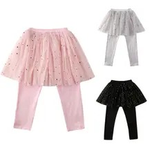 Милые модные детские штаны для маленьких девочек на весну-осень эластичные штаны кружевная юбка-пачка, леггинсы От 2 до 7 лет