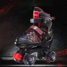 Double Row Roller Skates Lights Outdoor Adjustable Beginner Roller Skates for Children Zapatillas Skate Fitness Equipment