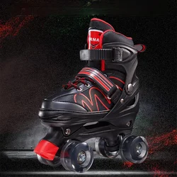 Double Row Roller Skates Lights Outdoor Adjustable Beginner Roller Skates for Children Zapatillas Skate Fitness Equipment