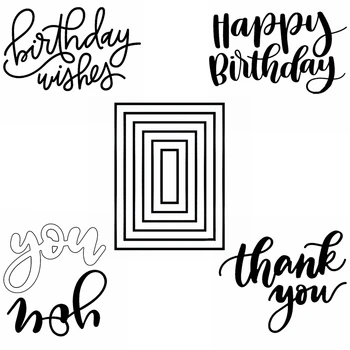 

Layered Rectangle Frame Happy Birthday Wishes Thank You Special Fond Hot Foil Plate For DIY Scrapbooking Paper Crafts 2020 07