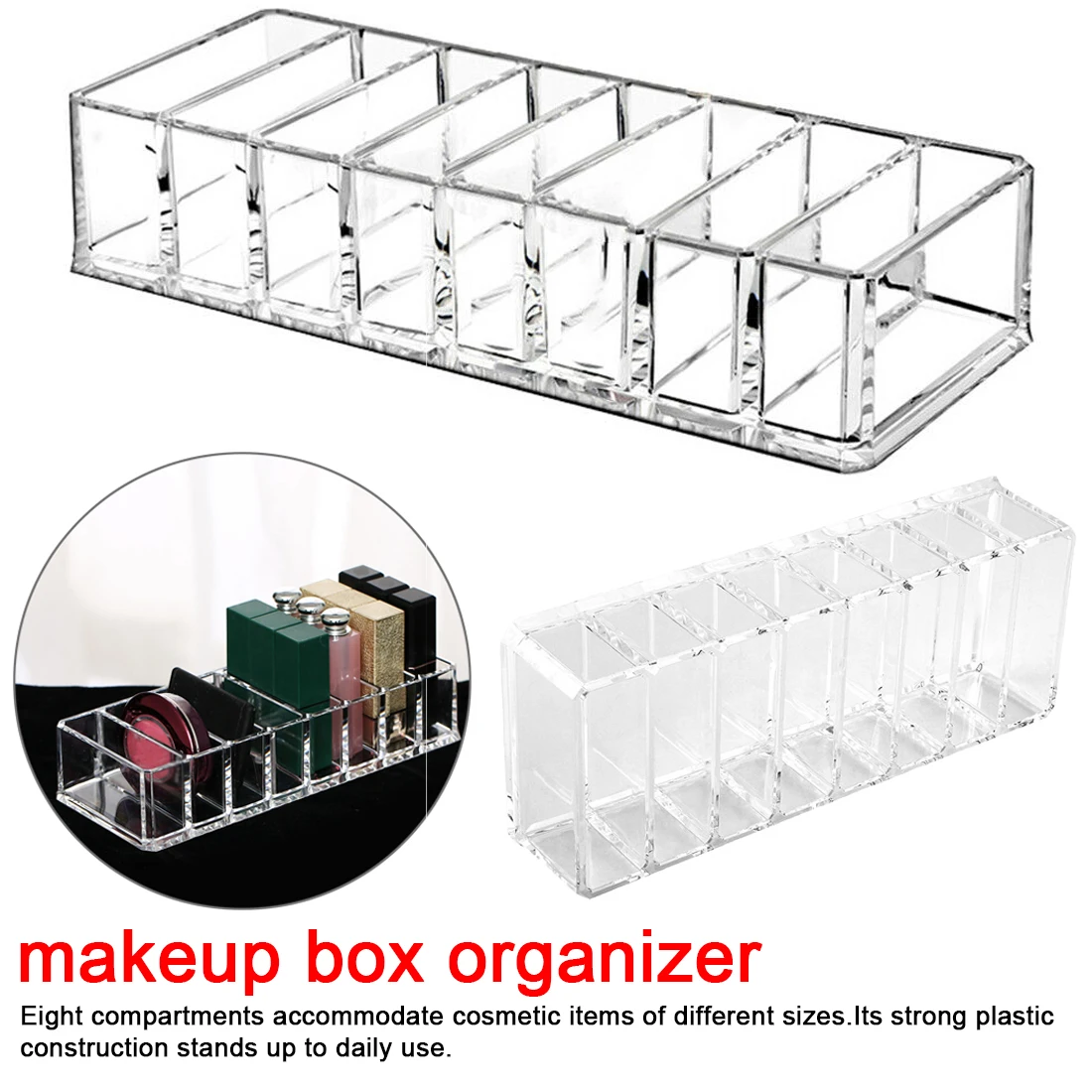 

1pcs Transparent Acrylic Makeup Organizer Lipsticks Makeup Brush Holder Power Box Cosmetic Storage Box Case