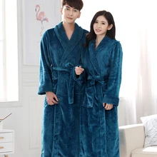 Удлиненный зимний теплый халат для влюбленных, мужской фланелевый банный халат-кимоно с вафельным принтом, мужские халаты из кораллового флиса, мужской Халат