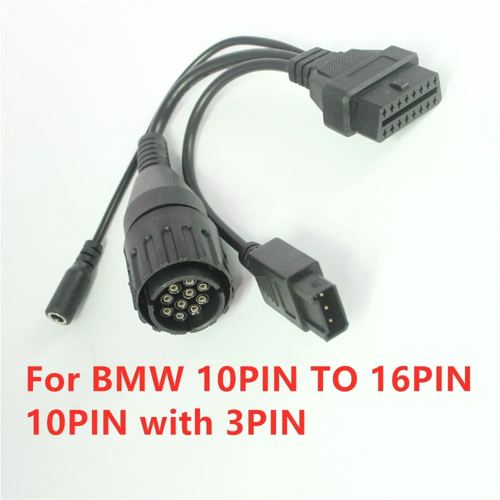 Acheheng Cabless for Bmw Icom d Cable 10 Pin Motorcycle Diagnostic Tool OBD2 16PIN TO 10PIN and 3PIN with Power cable