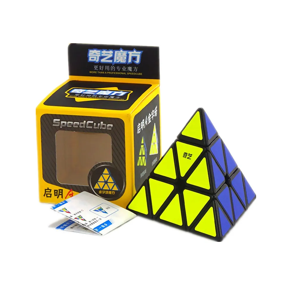 Скоростной магический куб Qiyi 3x3 в виде пирамиды профессиональный пазлы красочные