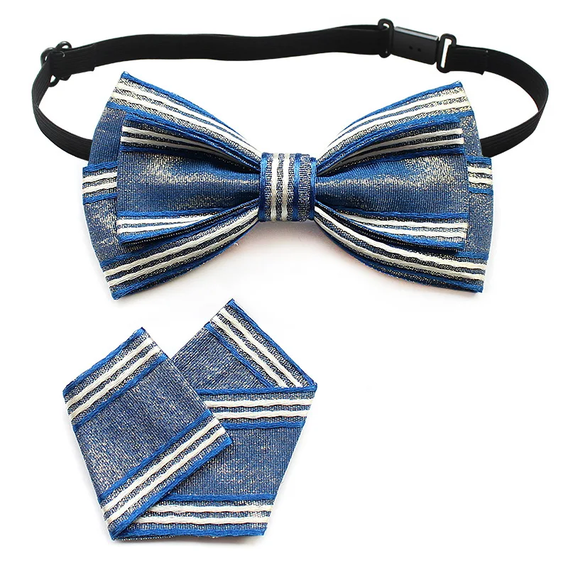 Bow Tie Set 2PCS 2 шт мужской женский ленточный галстук-бабочка набор элегантная Свадебная рубашка ошейник "галстук-бабочка" Новые носовые платки с бантиком Цветок Булавка брошь Карманный квадратный - Цвет: Bow Tie Set 2PCS