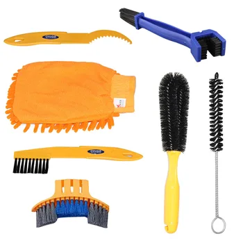 

7pcs Practical Tire Chain Crankset Cleaner Brush Multi-functional Classic Texture Mountain Road Bike Cleaning Tools Set